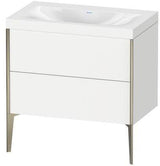 Duravit XViu Möbelwaschtischset 800x480mm mit Unterbau, 2 Auszügen & Viu Waschtisch – Nussbaum Mitte