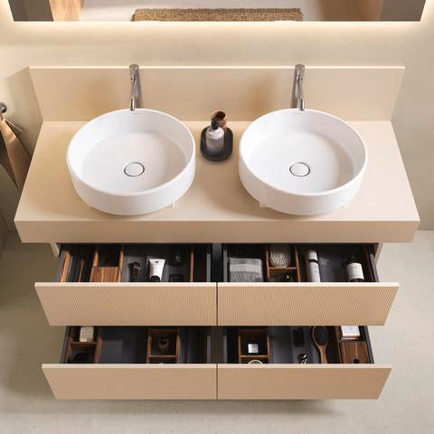 DURAVIT Balcoon Konsole 1400 mm mit Ausschnitt links – Elfenbein Matt