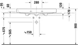 DURAVIT Möbelwaschtisch Happy D.2 1000 mm mit Überlauf, 1 Hahnloch, WonderGliss, weiß