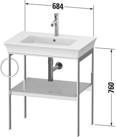 DURAVIT Metallkonsole White Tulip 684 mm, weiß seidenmatt, höhenverstellbar, von Philippe Starck