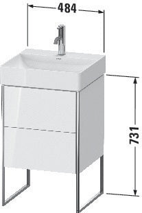 Duravit XSquare Waschtischunterbau 731x484x460 mm, 2 Auszüge, weiß matt, bodenstehend