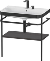 Duravit Happy D.2 c-bonded Waschtischset mit Metallkonsole 850 mm graphit supermatt