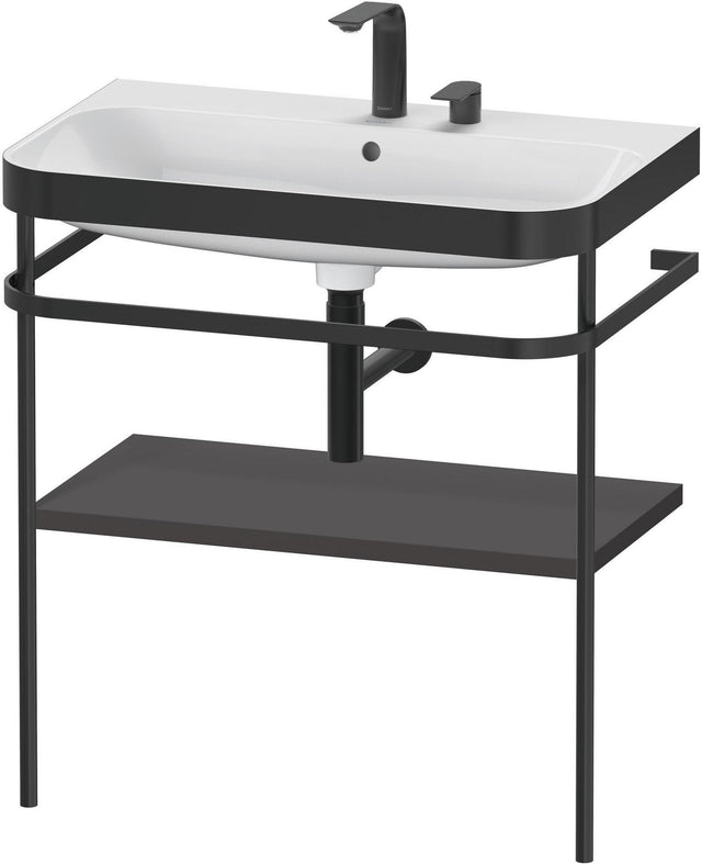 Duravit Happy D.2 c-bonded Waschtischset mit Metallkonsole 850 mm graphit supermatt