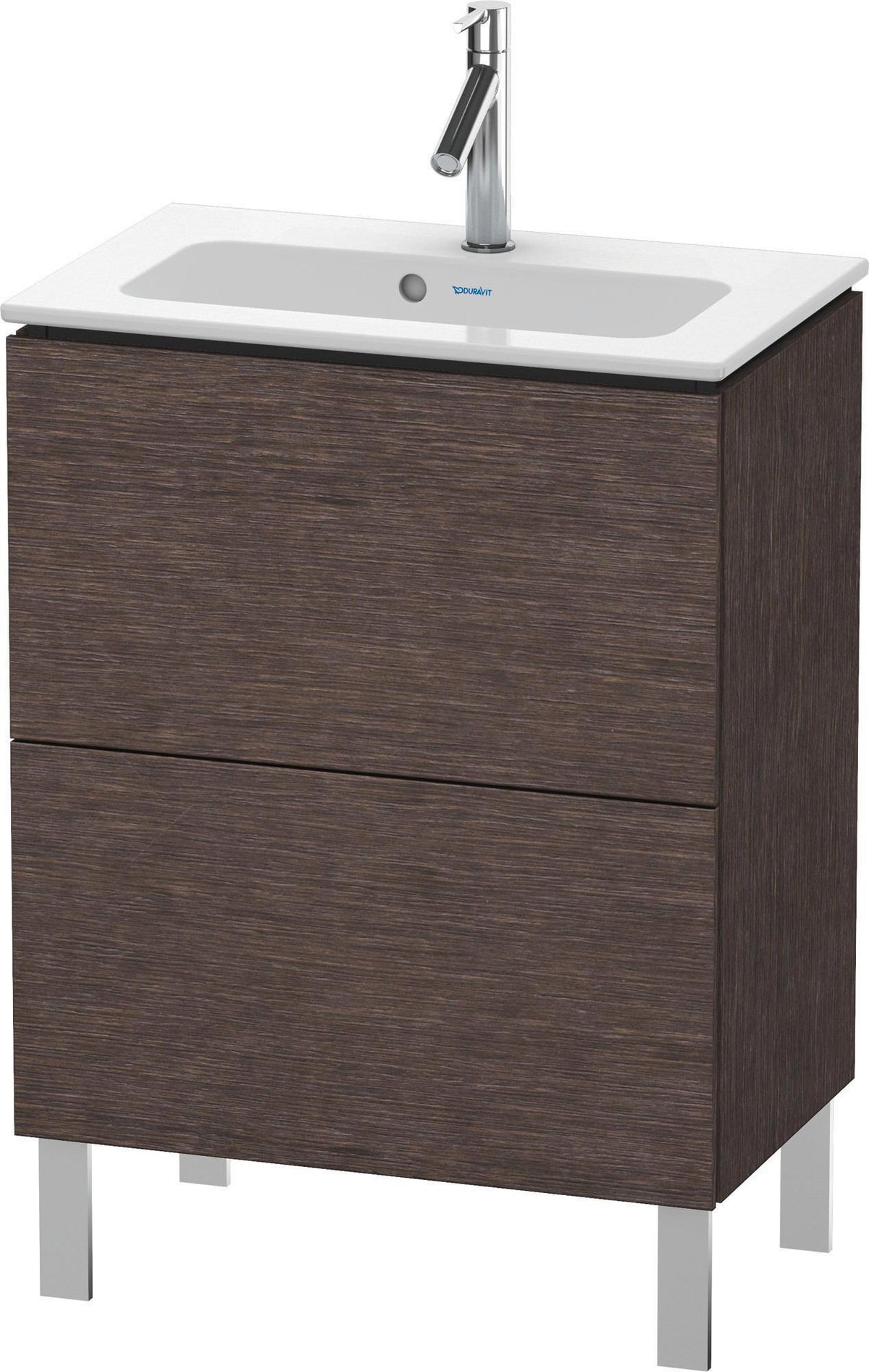 Duravit L-Cube Waschtischunterbau 620 mm, 2 Auszüge, bodenstehend, Weiß Matt – mit Tip-On