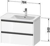 DURAVIT Ketho.2 Waschtischunterbau 784 mm wandhängend, betongrau matt, 2 Schubkästen, Becken rechts