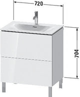 Duravit L-Cube Waschtischunterbau 720 mm weiß matt mit Tip-On-Technik und 2 Auszügen