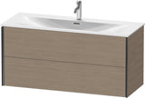 DURAVIT XViu Waschtischunterbau wandhängend 1210 mm, 2 Schubkästen, weiß matt – ohne Griff, mit Tip-On-Technik