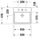 Duravit Waschtisch Vero Air 500 mm, 1 Hahnloch, ohne Überlauf, weiß – Wandmontage