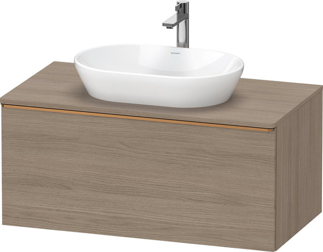 Duravit D-Neo Konsolenwaschtischunterbau 1000 mm Eiche Terra Matt mit 1 Auszug und Bronze Griff