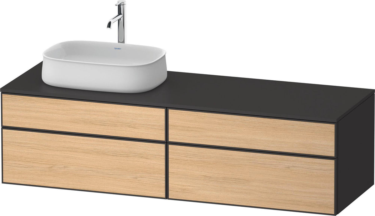 DURAVIT Zencha Konsolen-Waschtischunterbau 1600 mm Eiche Anthrazit mit 2 Auszügen & Tip-on