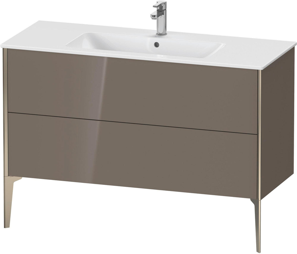 DURAVIT XViu Waschtischunterbau bodenstehend 1210 mm, 2 Auszüge, champagner matt/weiß matt