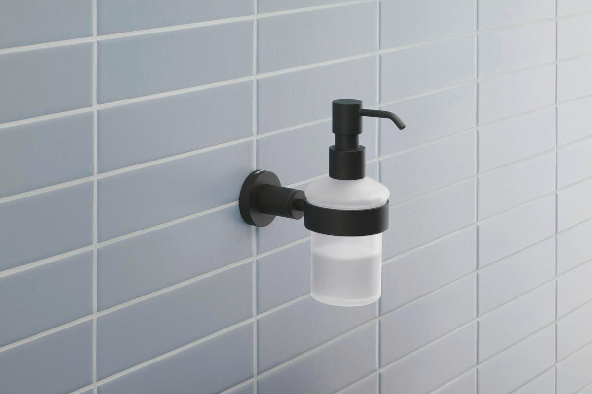 DURAVIT D-Code Seifenspender mit Glasflakon und verchromtem Messinghalter für Wandmontage