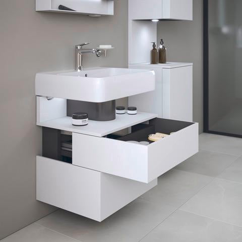 DURAVIT Qatego Waschtischunterbau 590 mm wandhängend, 1 Auszug, weiß Hochglanz, Nische Eiche Schwarz