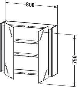 Duravit Ketho Spiegelschrank 800 mm, weiß matt, LED-beleuchtet, 2 Türen, Sensorschalter