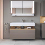 Duravit Qatego Waschtischunterbau 1190 mm – Weiß Matt mit Eiche Schwarz Nische, 1 Auszug, LED
