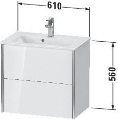 DURAVIT Waschtischunterbau XVIU 610x560x390mm 2 Schubkästen mit Nussbaum-Einrichtung, s-matt