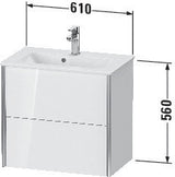 DURAVIT Waschtischunterbau XVIU 610x560x390mm 2 Schubkästen mit Nussbaum-Einrichtung, s-matt