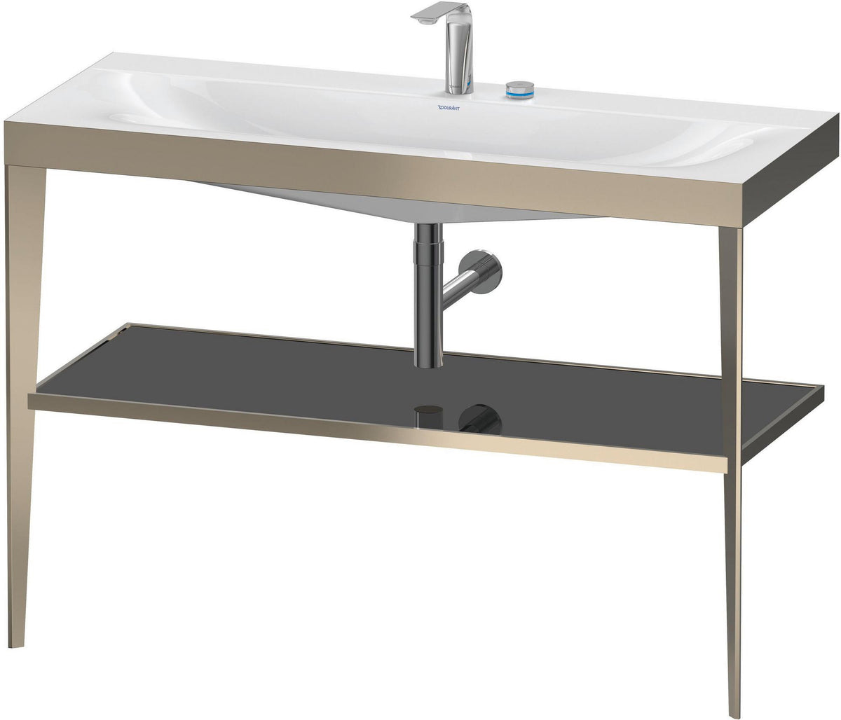 DURAVIT XViu c-bonded Waschtischset 1200 mm in Schwarz Matt mit Metallkonsole und apricot pearl Hochglanz