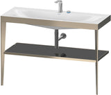 DURAVIT XViu c-bonded Waschtischset 1200 mm in Schwarz Matt mit Metallkonsole und apricot pearl Hochglanz