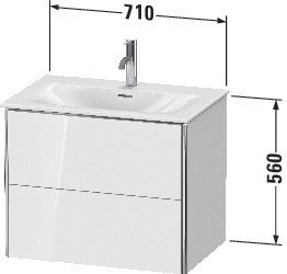 Duravit XSquare Waschtischunterbau 710 mm weiß matt mit Tip-On-Technik