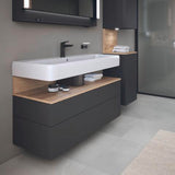 Duravit Qatego Waschtischunterbau 1190 mm – Weiß Matt mit Eiche Schwarz Nische, 1 Auszug, LED