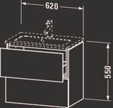 Duravit L-Cube Waschtischunterbau 620 mm Weiß Matt mit 2 Schubkästen und Tip-On Technik