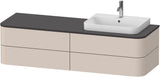 DURAVIT Happy D.2 Konsolenwaschtischunterbau 1600 mm taupe supermatt, 4 Schubkästen, Tip-On