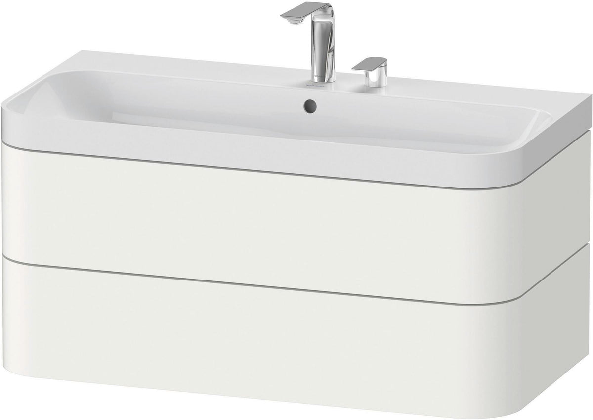 DURAVIT Happy D.2 c-shaped Waschtischset 975 mm wandhängend mit Tip-on und Soft-Close