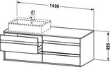 Duravit Ketho Waschtischunterbau 1400 mm wandhängend, 4 Schubkästen, weiß matt – für 2 Aufsatzwaschtische
