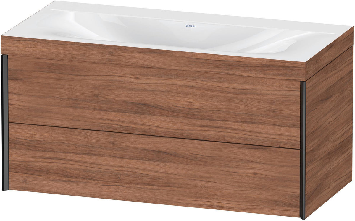 DURAVIT XViu c-bonded Waschtischunterbauset 1000 mm, 2 Schubkästen, Nussbaum gebürstet, schwarz matt