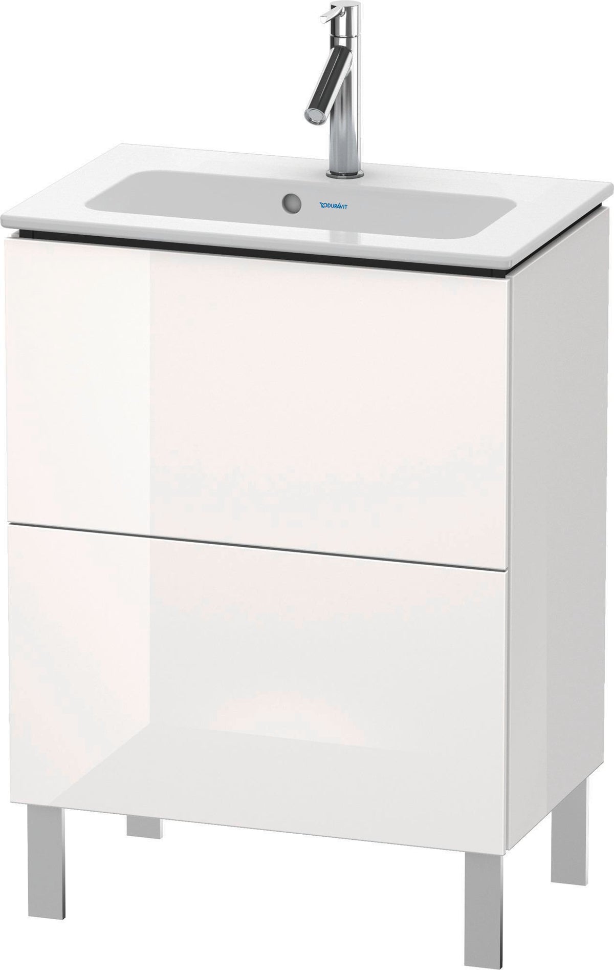 Duravit L-Cube Waschtischunterbau 620 mm, 2 Auszüge, bodenstehend, Weiß Matt – mit Tip-On