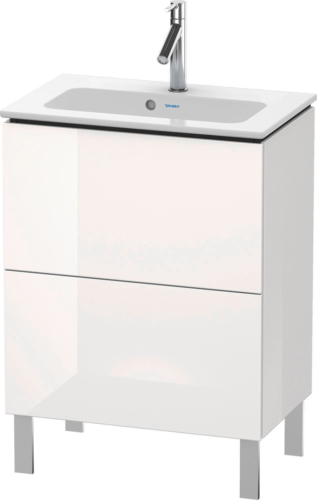 Duravit L-Cube Waschtischunterbau 620 mm, 2 Auszüge, bodenstehend, Weiß Matt – mit Tip-On