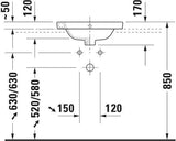 DURAVIT Einbauwaschtisch Starck 2 480 mm mit Überlauf und Hahnlochbank in Weiß