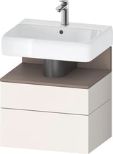 DURAVIT Qatego Waschtischunterbau 590 mm wandhängend, 1 Auszug, weiß Hochglanz, Nische Eiche Schwarz