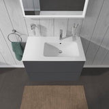 DURAVIT L-Cube Waschtischunterbau 820 mm wandhängend, 2 Schubkästen, Becken rechts, Betongrau Matt