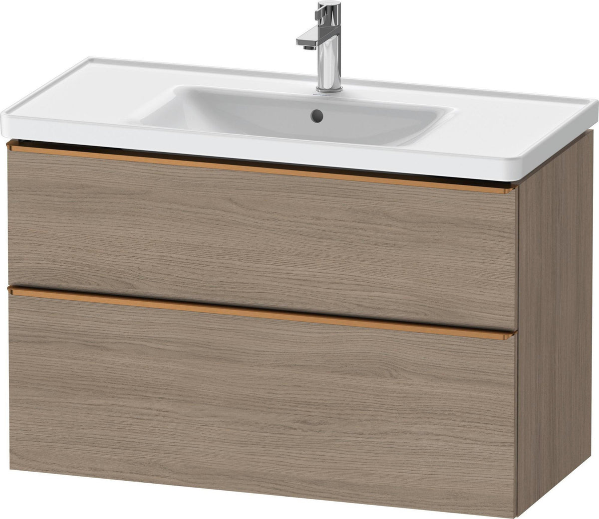 DURAVIT D-Neo Waschtischunterbau 984 mm Eiche Terra Matt – 1 Auszug, Soft-Close, wandhängend