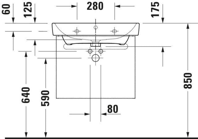 Duravit No.1 Möbelwaschtisch 550 mm weiß mit Überlauf und Hahnlochbank