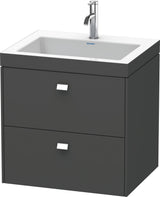 Duravit Brioso c-bonded Waschtischset 613x600x480 mm mit 2 Schubkästen, Chrom/Betongrau Matt