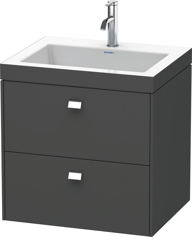 Duravit Brioso c-bonded Waschtischset 613x600x480 mm mit 2 Schubkästen, Chrom/Betongrau Matt