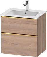 DURAVIT D-Neo Waschtischunterbau 610 mm Eiche Schwarz mit Bronze Griff – wandhängend
