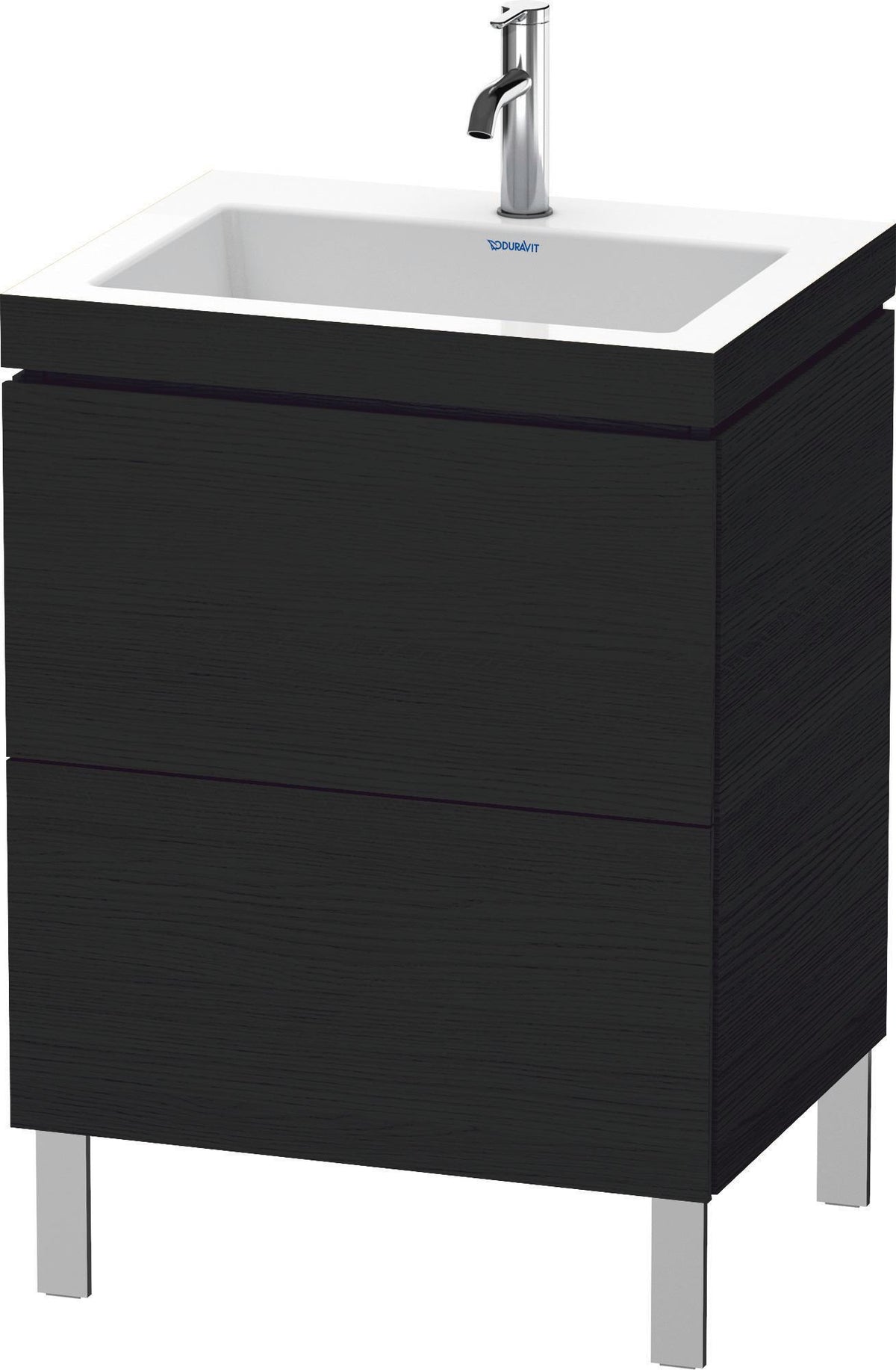 Duravit L-Cube Waschtischset 698x600x480 mm Eiche Schwarz c-bonded mit 2 Auszügen und Tip-On-Technik