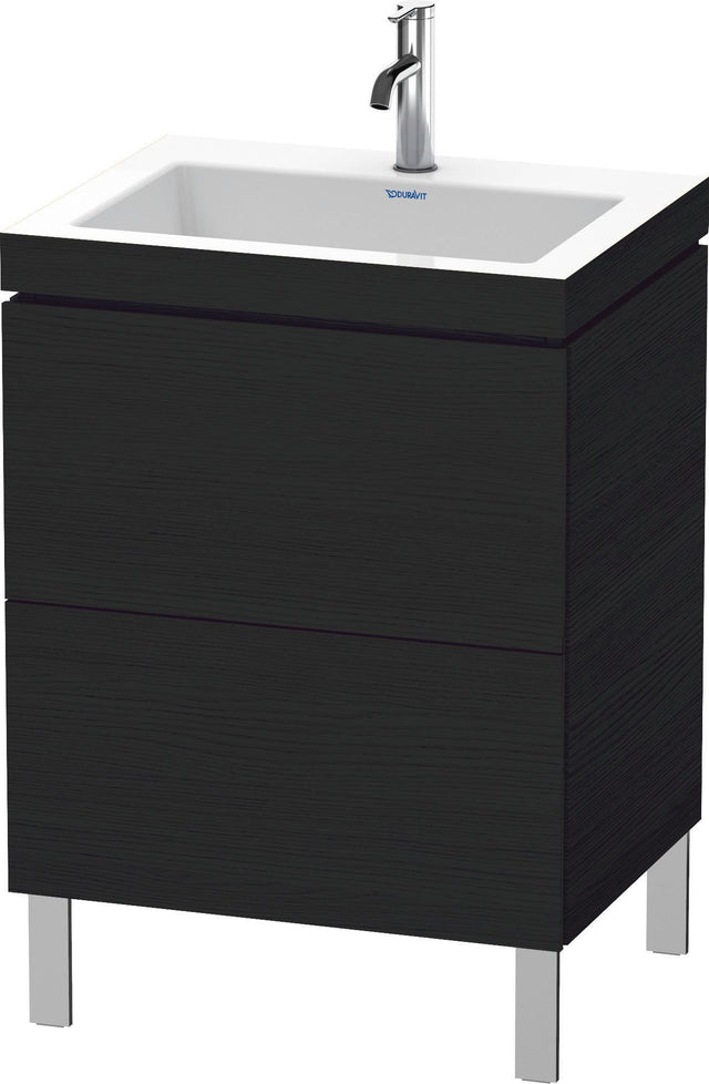 Duravit L-Cube Waschtischset 698x600x480 mm Eiche Schwarz c-bonded mit 2 Auszügen und Tip-On-Technik