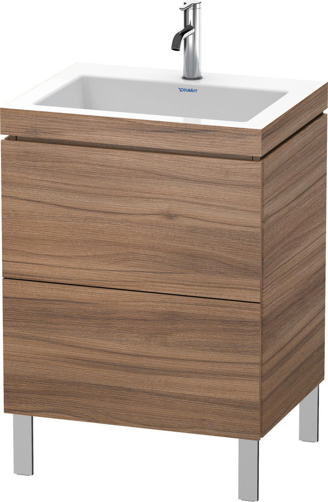 DURAVIT L-Cube c-bonded Waschtischset 698x600x480 mm Nussbaum Natur mit 2 Auszügen und Tip-On-Technik