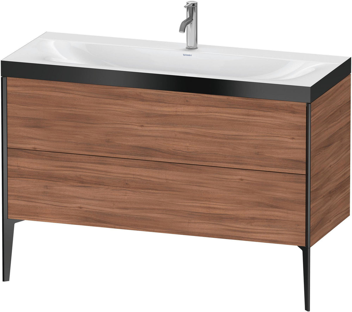 DURAVIT XViu c-bonded Waschtischunterbauset 1200 mm, 2 Auszüge, Nussbaum/Schwarz matt