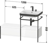 Duravit Waschtischset Happy D.2 Plus 1200x490mm ein Hahnloch taupe supermatt mit Metallkonsole