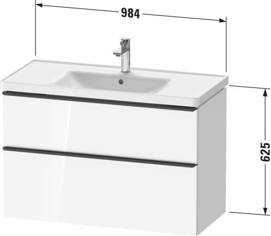 DURAVIT D-Neo Waschtischunterbau 984 mm betongrau matt mit Soft-Close und Bronze-Griff