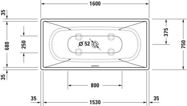 Duravit DuraSquare Freistehbadewanne 1600x750 mm weiß matt Mineralguss mit 2 Rückenschrägen