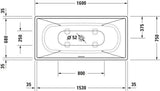 Duravit DuraSquare Freistehbadewanne 1600x750 mm weiß matt Mineralguss mit 2 Rückenschrägen