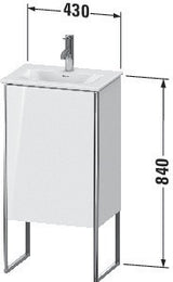 Duravit XSquare Waschtischunterbau 840 mm mit Tür, taubenblau seidenmatt – bodenstehend