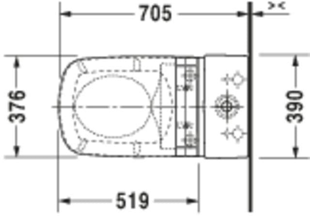 DURAVIT DuraStyle Stand-WC Kombi 705 mm Tiefspüler weiß für Dusch-WC Sitz